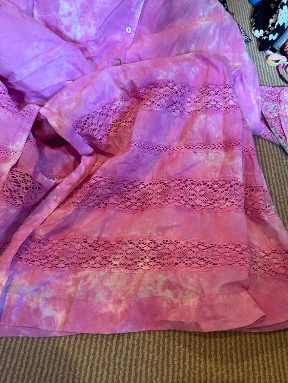 NWT LOVESHACKFANCY Edie dress in Begonia  Pink hand Tie-Dye size large - Picture 14 of 16